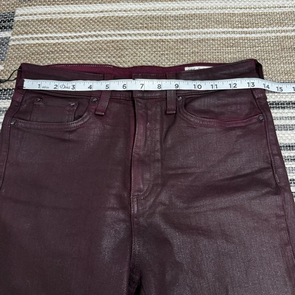 rag‎ & bone Jeans Womens 27 Coated Wine Nina High-Rise Ankle Skinny Made in USA